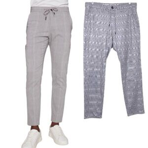Projek Raw Gray Plaid Pants Sz 34 Stretch Modern Casual Dress Chino Jogger Style